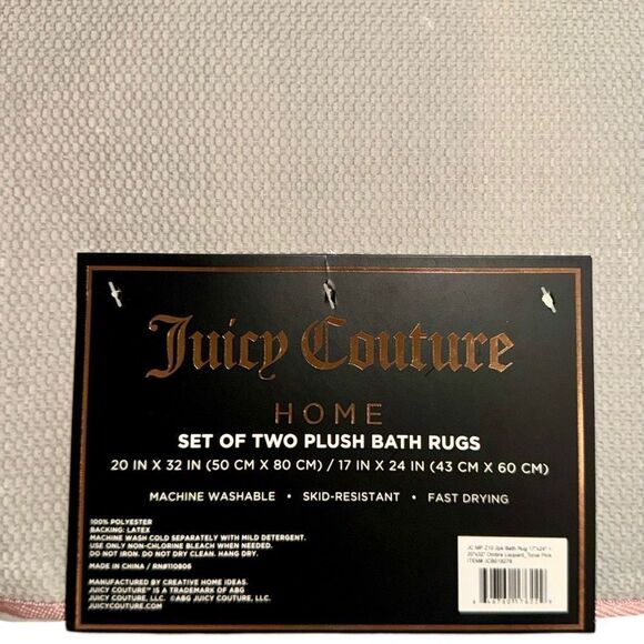 Juicy Couture Set of 2 Pink Ombre Leopard Print Absorbent Quick Dry Bath Mats - Picture 12 of 15